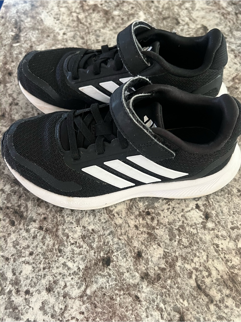Kids Black Athletic Sneakers with White Stripes